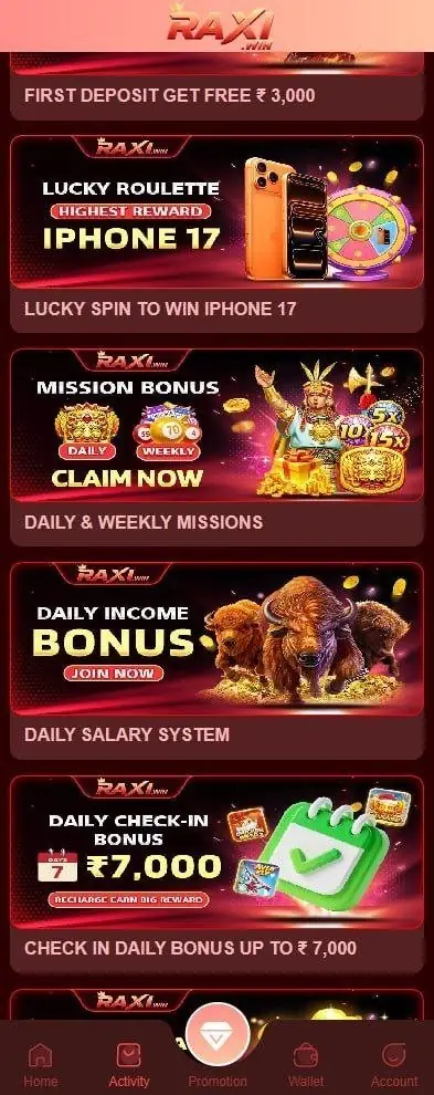 Raxiwin Home Screen